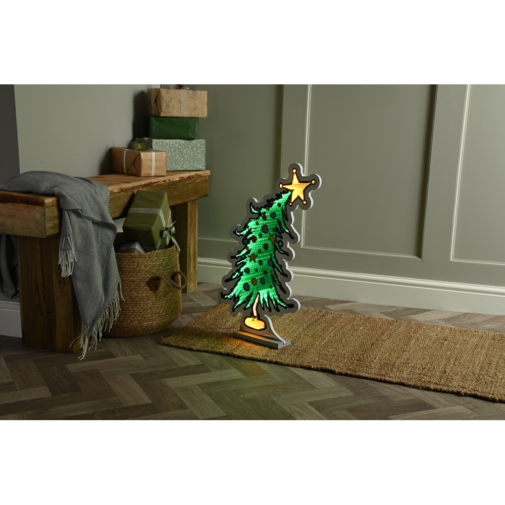 Festive Multicolour LED Grinch Tree Infinity Light Christmas Decoration 60cm Image 2
