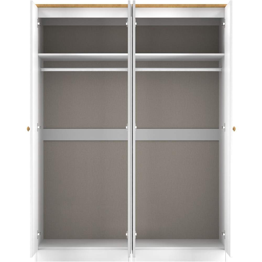 Crowndale Warwick 4 Door White Ash and Modern Oak Mirror Wardrobe Ready Assembled Image 8