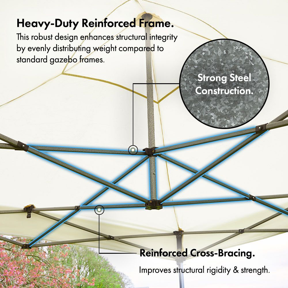VonHaus 3 x 3m Beige Pop Up Gazebo with Sides Image 8