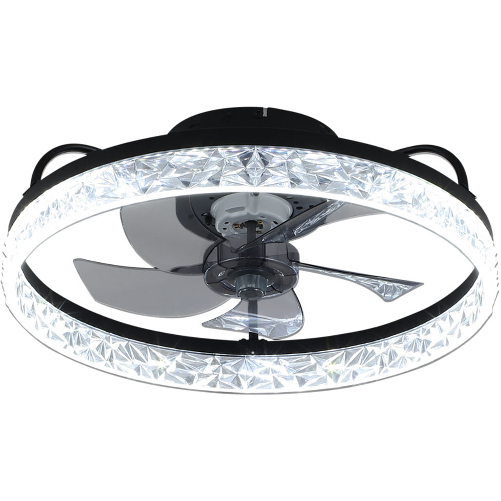 Living and Home 5 Blade Round Crystal Ceiling Fan Light 19 inch Image 1