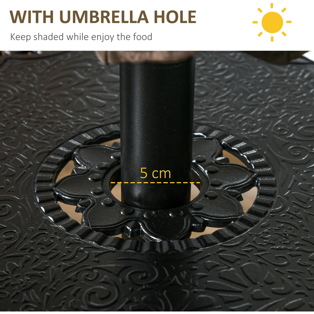 Outsunny Cast Aluminium 4 Seater Outdoor Dining Set with Cushions Parasol Hole Image 5