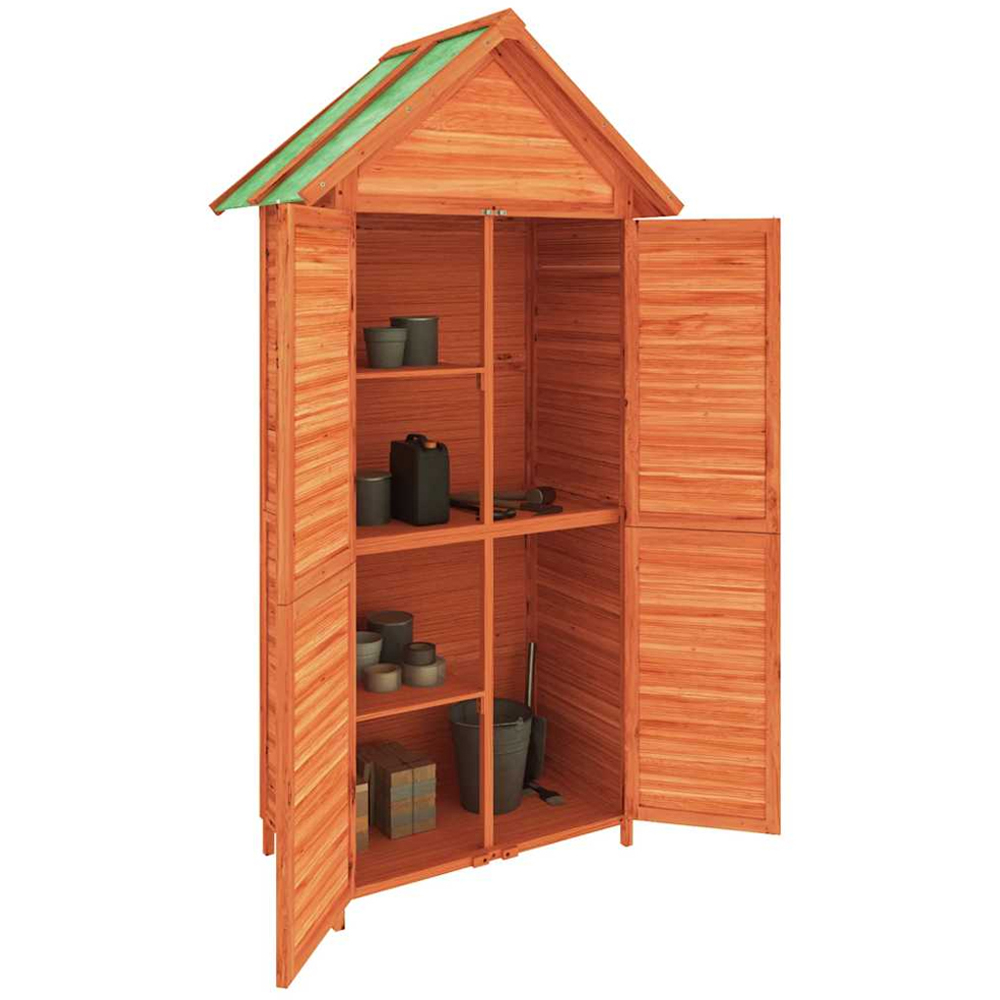 vidaXL 2.9 x 1.7ft Brown Wooden Apex Garden Tool Shed Image 3
