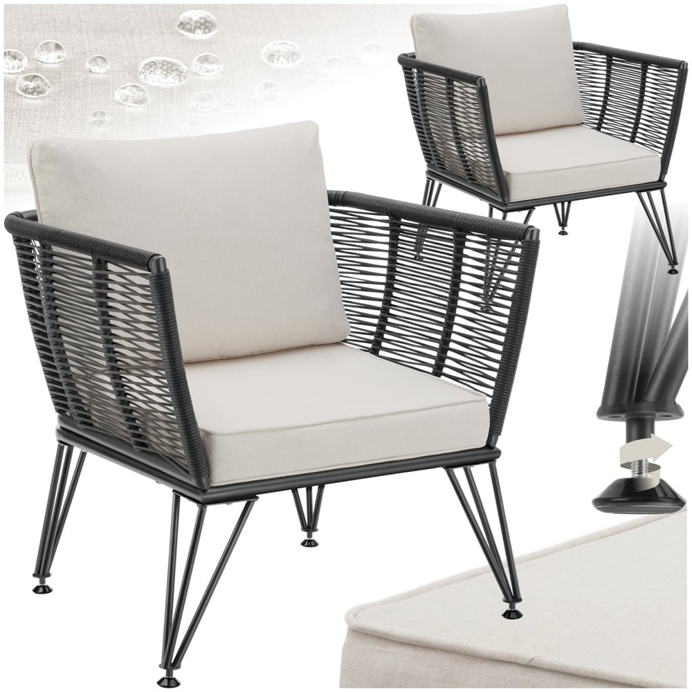 tectake Valeiras Set of 2 Woven Rope Design Accent Chair Image 2