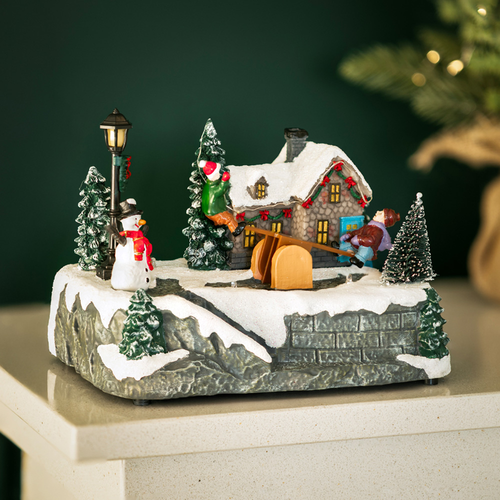 Marco Paul Multicolour LED See Saw Musical Village Scene Christmas Decoration Image 4