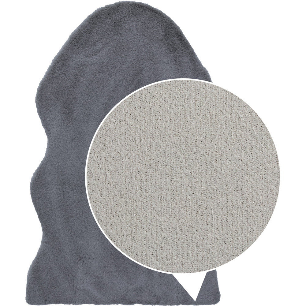 JVL Dark Grey Faux Fur Rug 60 x 90cm Image 6