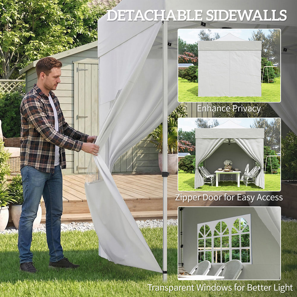 Outsunny 3 x 3m Silver Grey Heavy Duty Marquee Pop Up Gazebo with Sides Image 5