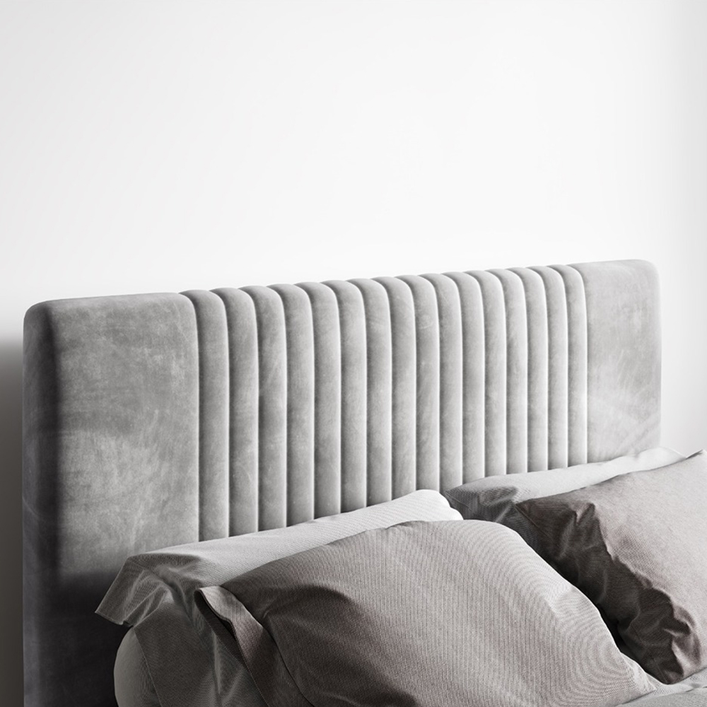 Flair Sonar Double Silver Velvet Ottoman Bed Image 2