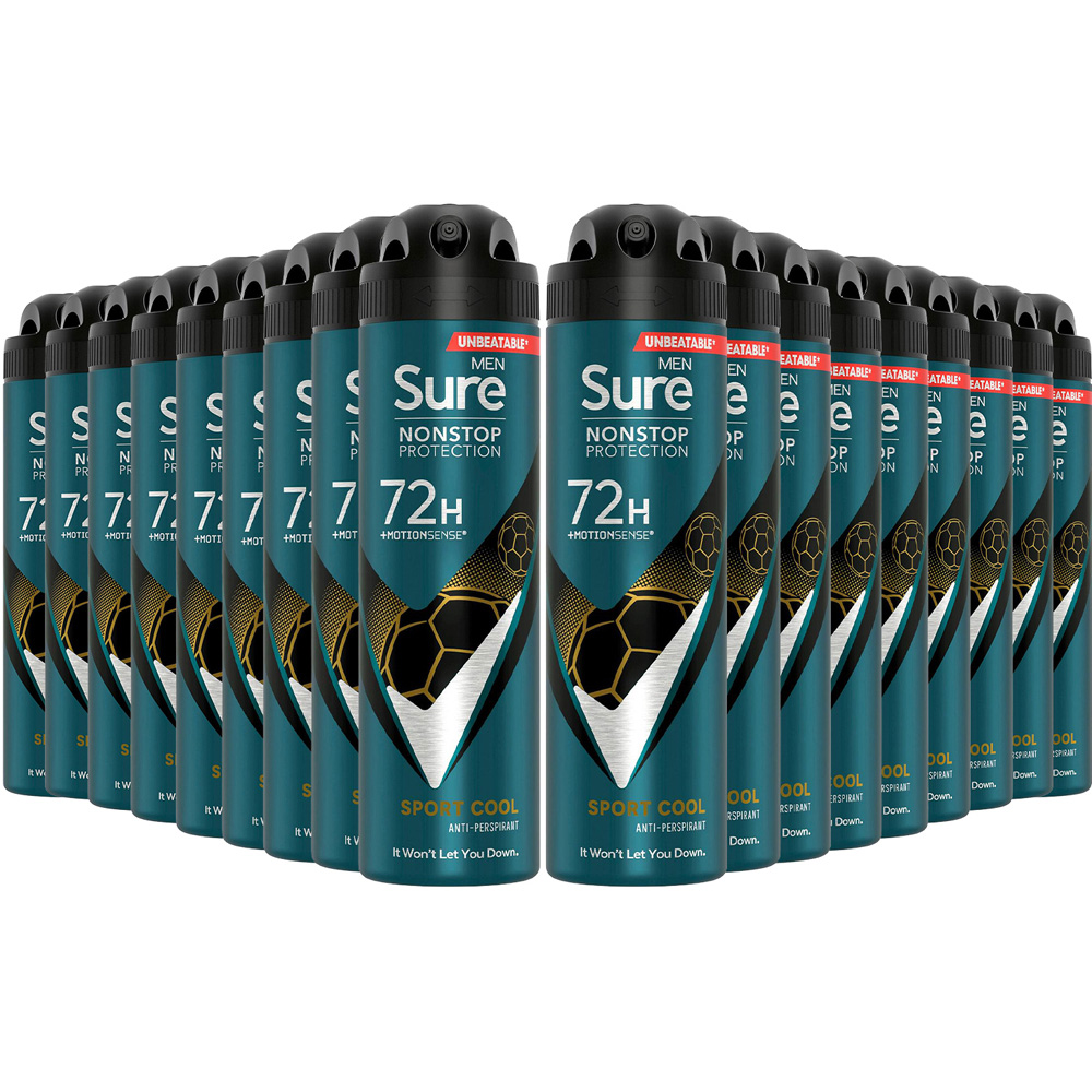 Sure Men Sport Cool 72H Nonstop Protection Anti-Perspirant Deodorant 150ml 18 Pack Image 1
