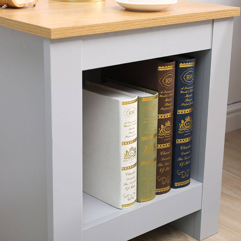 FurnitureHMD Single Shelf Grey and Oak Effect Wooden Side Table Image 5