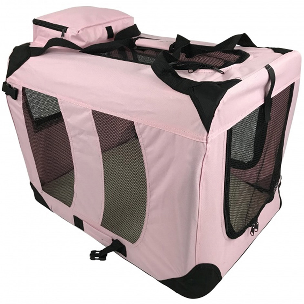 Folding Soft Crate Fabric Pet Carrier - Pink - Small Image 4