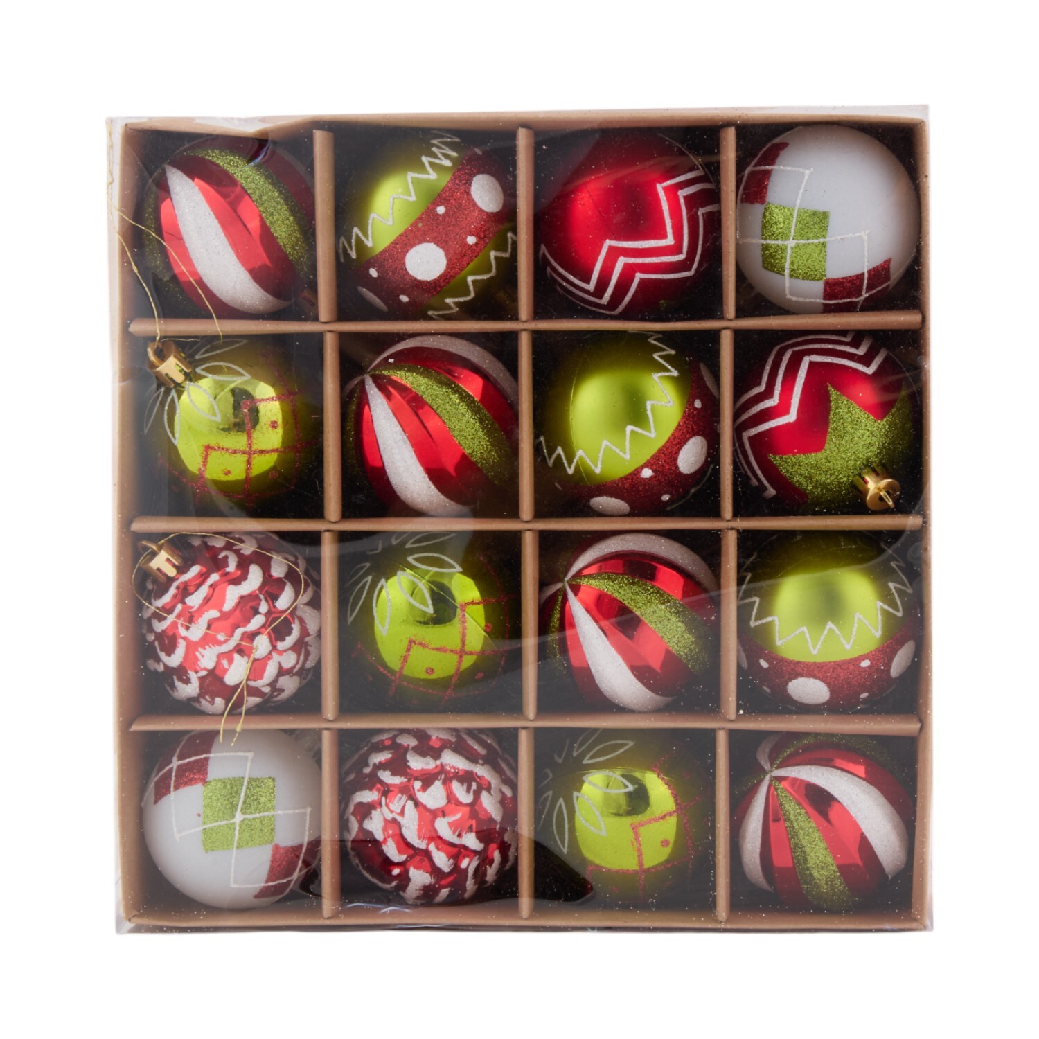 Set of 16 Novelty Candy Cane Lane Baubles Multicolour Image 1