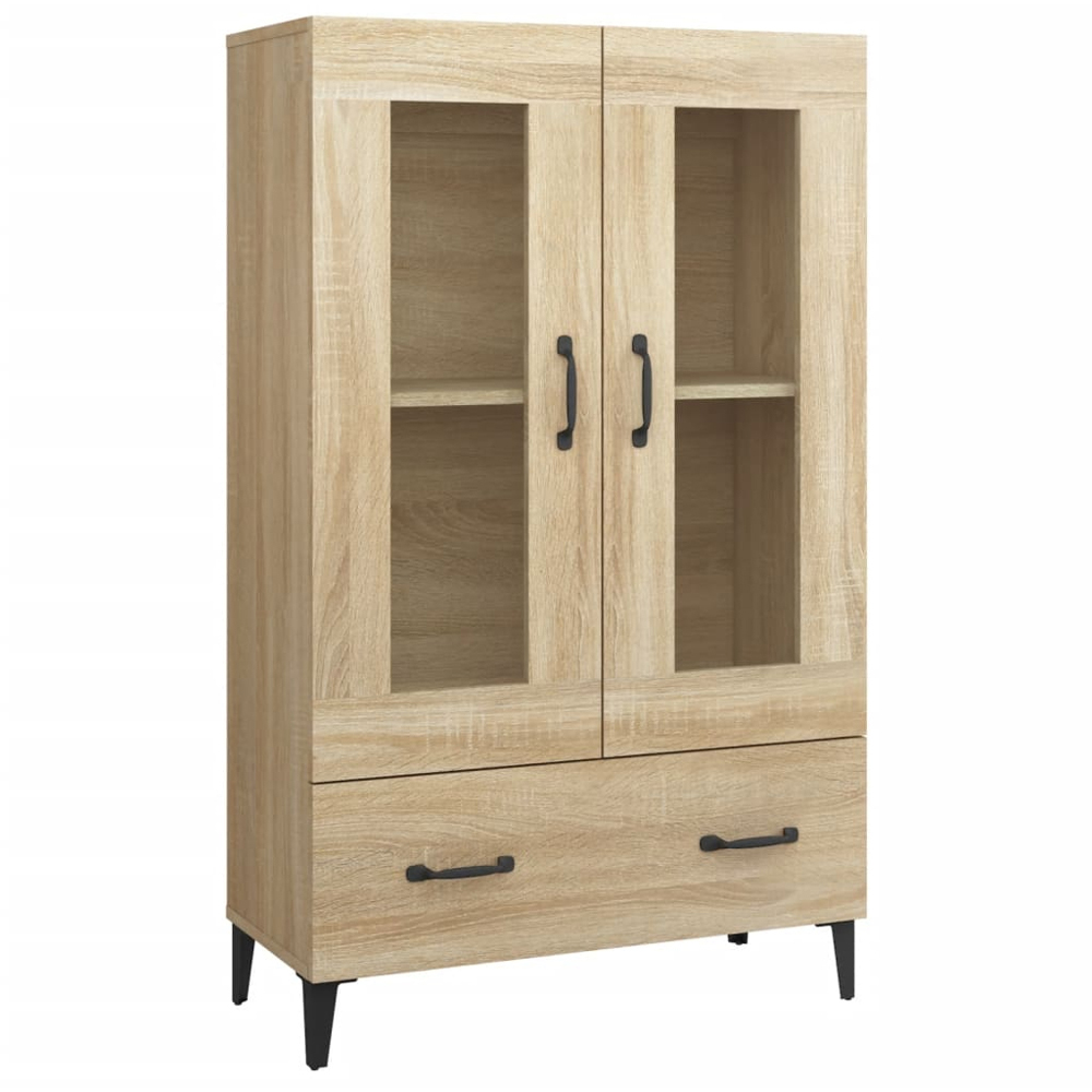 vidaXL 2 Glass Door Single Drawer Sonoma Oak Highboard Image 2