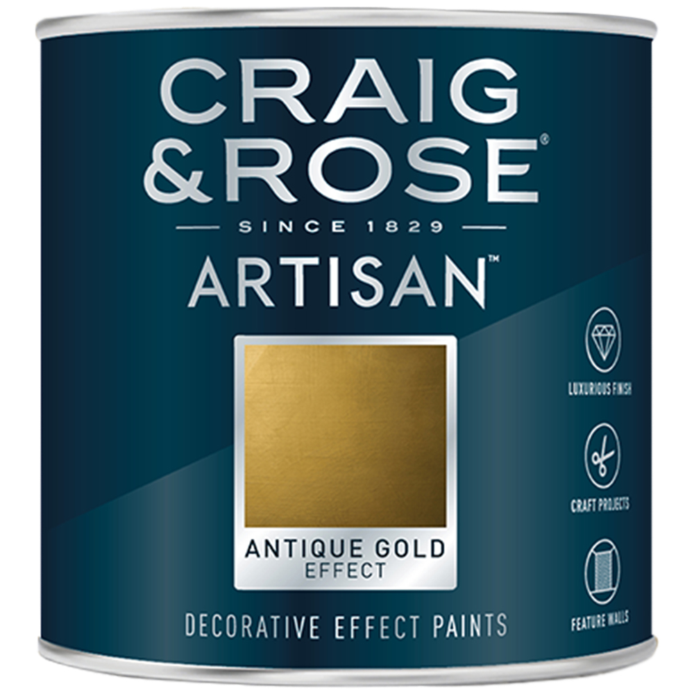 Craig & Rose Artisan Walls & Ceilings Antique Gold Effect Mid Sheen Paint 250ml Image 2