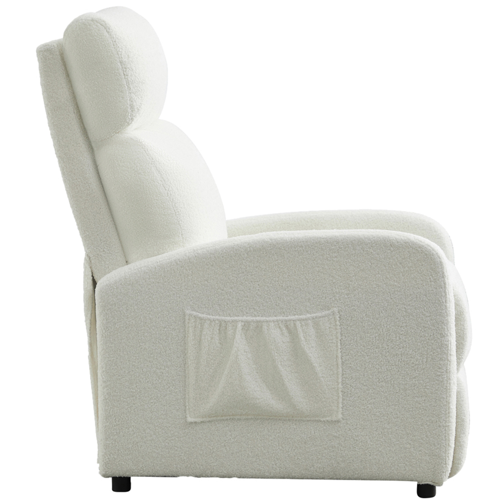 Teddy Fabric Cream and White Recliner Pushback Adjustable Arm Chair Image 4