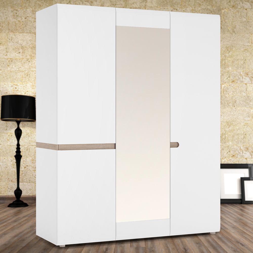 Florence Chelsea 3 Door White and Oak Bedroom Wardrobe Image 1