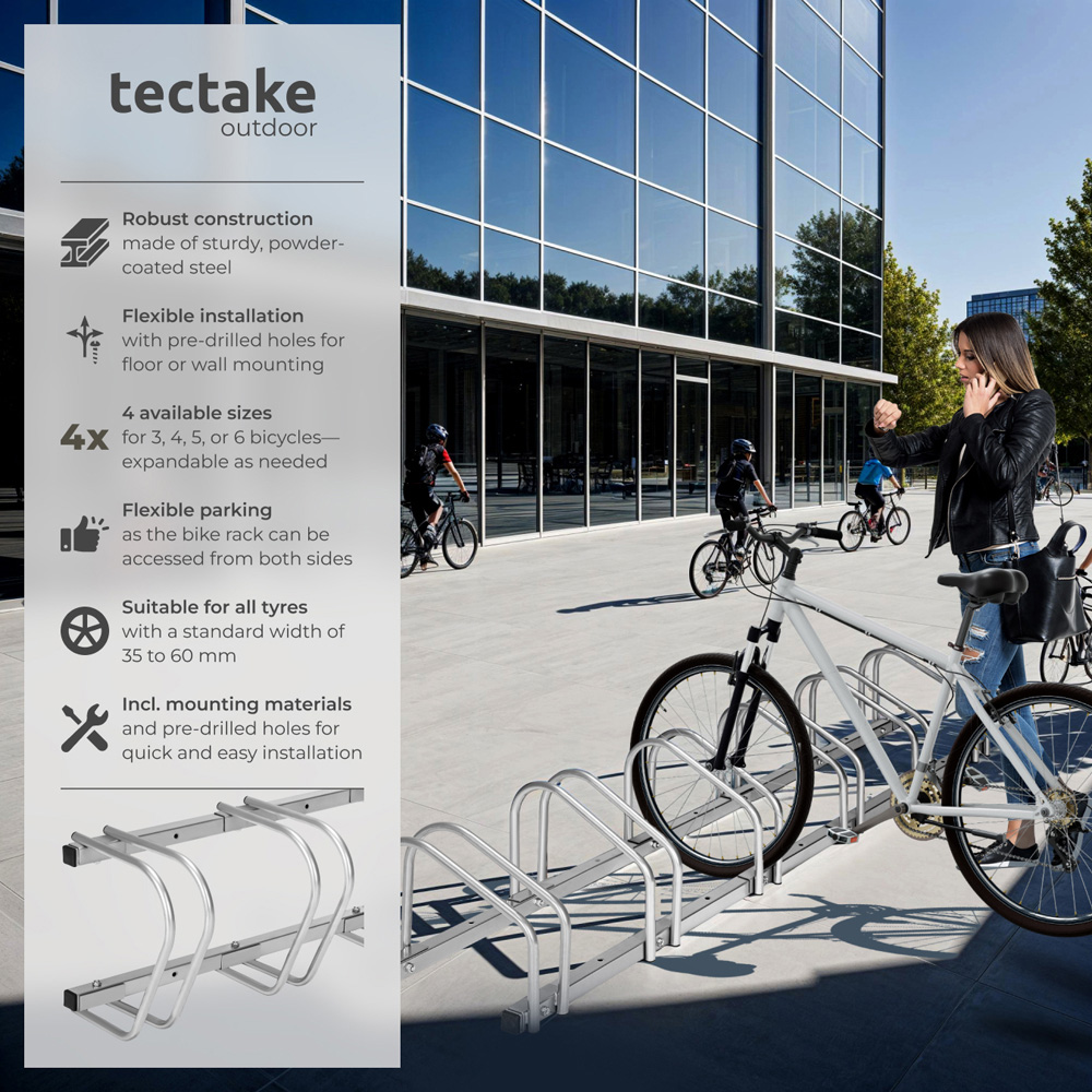 tectake Parkley Coated Steel 6 Bike Bicycle Rack Image 6