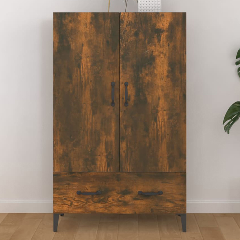vidaXL 2 Door Single Drawer Smoked Oak Highboard Image 1