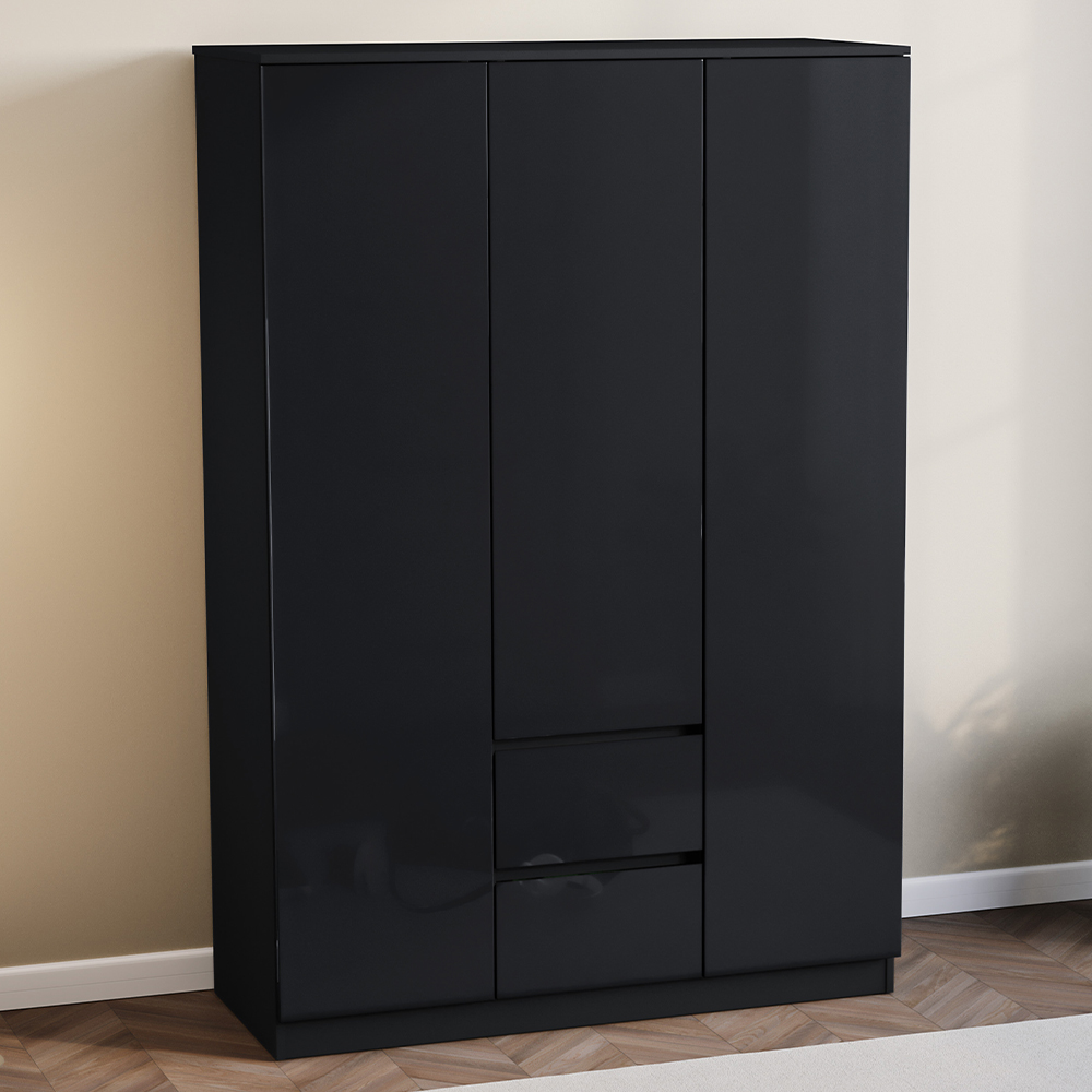 VIDA DESIGNS Glinton 3 Door 2 Drawer Black Wardrobe Image 1