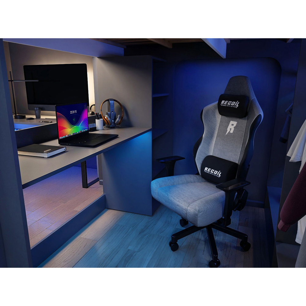 Recoil Dante Twin White and Grey Gaming High Sleeper Bed with Desk and Wardrobe Image 7