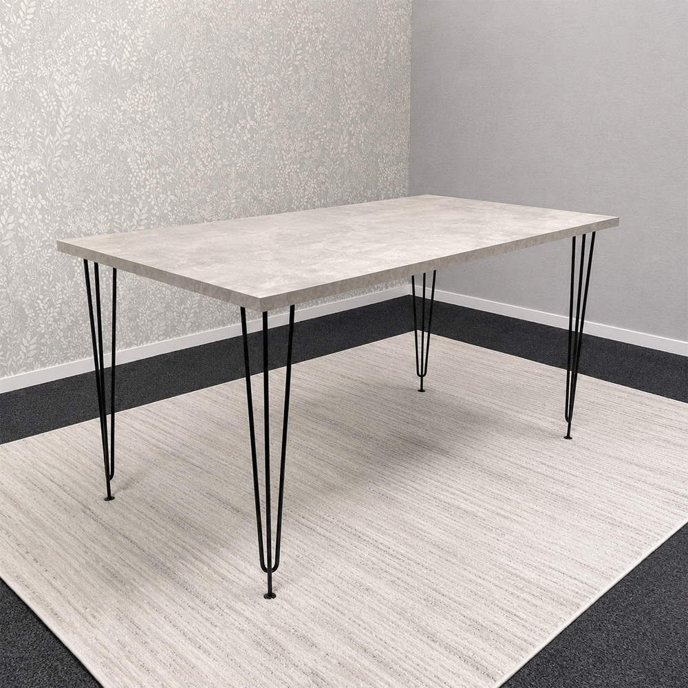Kosy Koala 4 Seater Rectangular Dining Table with Hairpin Legs Light Stone Grey Image 2