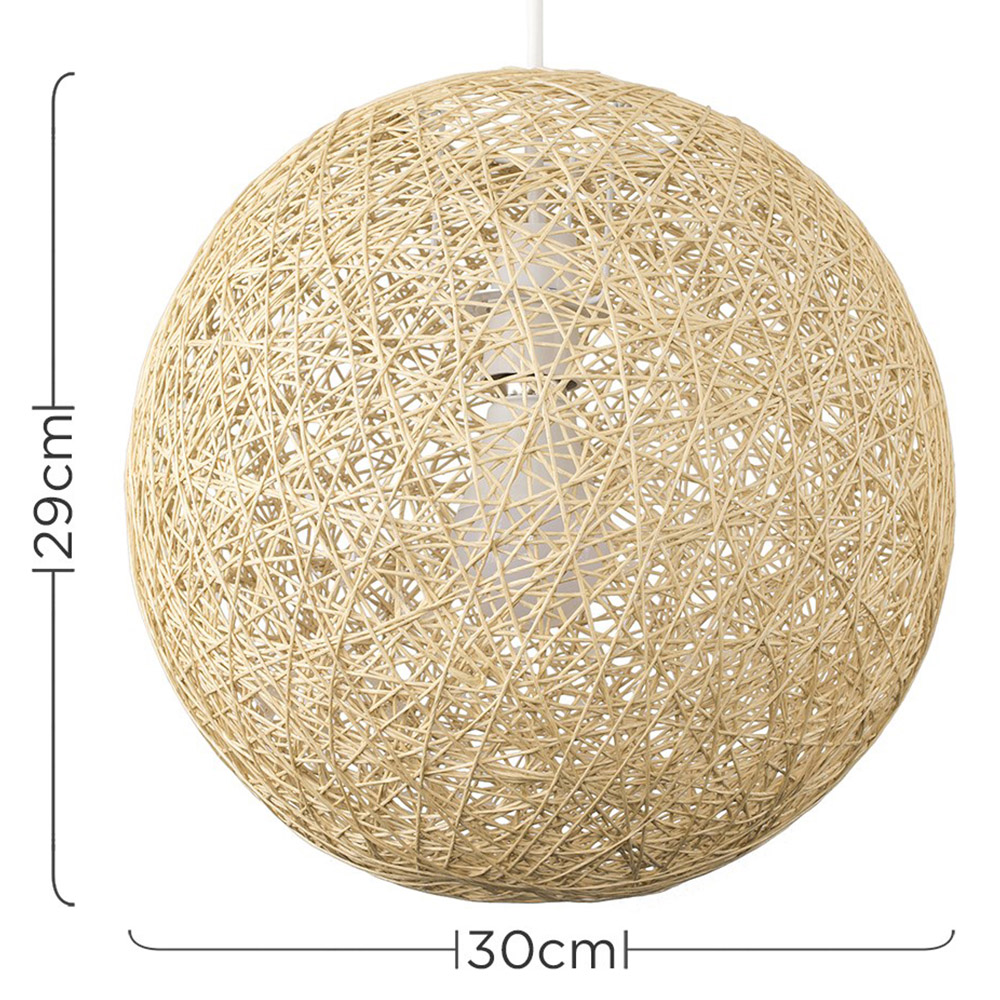 ValueLights Bjorn Cream Rattan Wicker Pendant Shade Image 8
