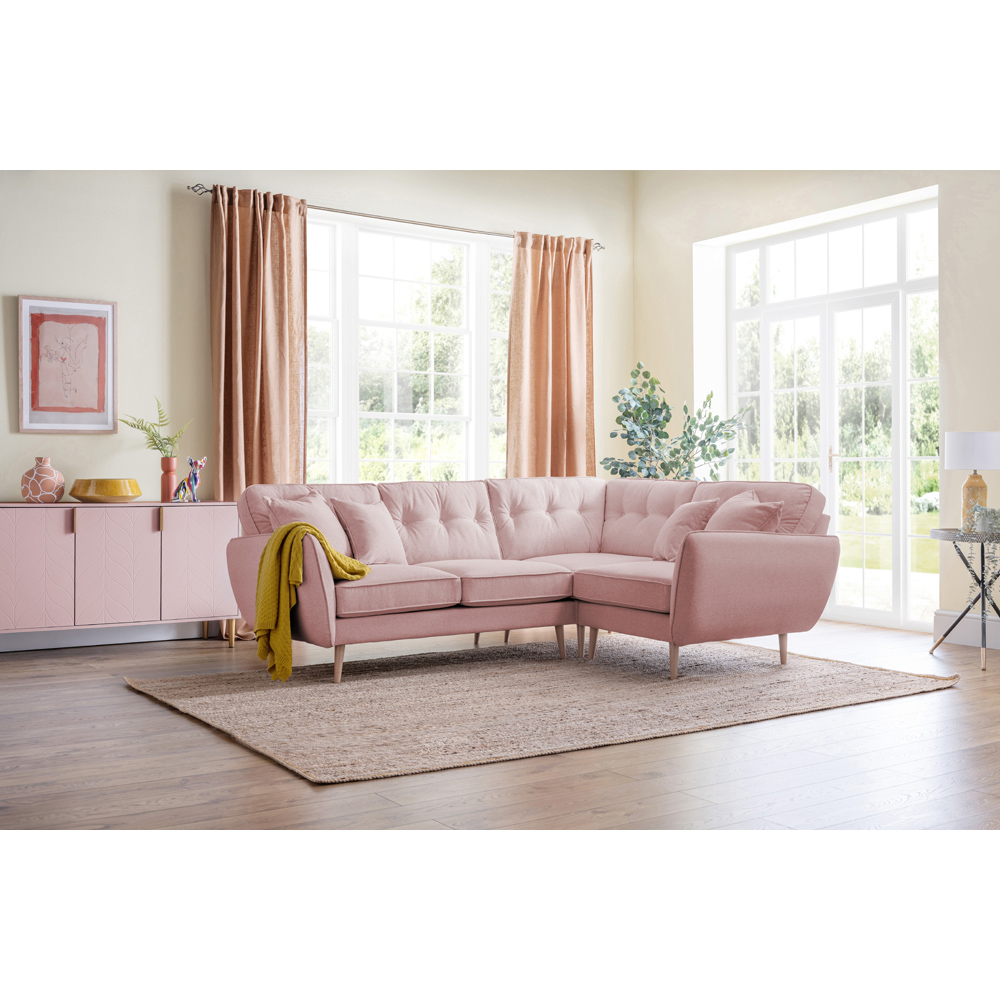 Opry Faro 4 Seater Button Back Soft Pink Corner Sofa Image 5