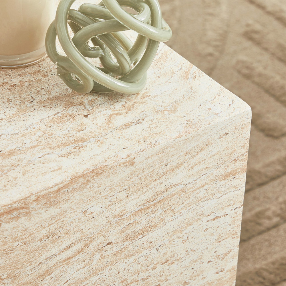 Desser Pisa Travertine Effect Square Side Table Image 4