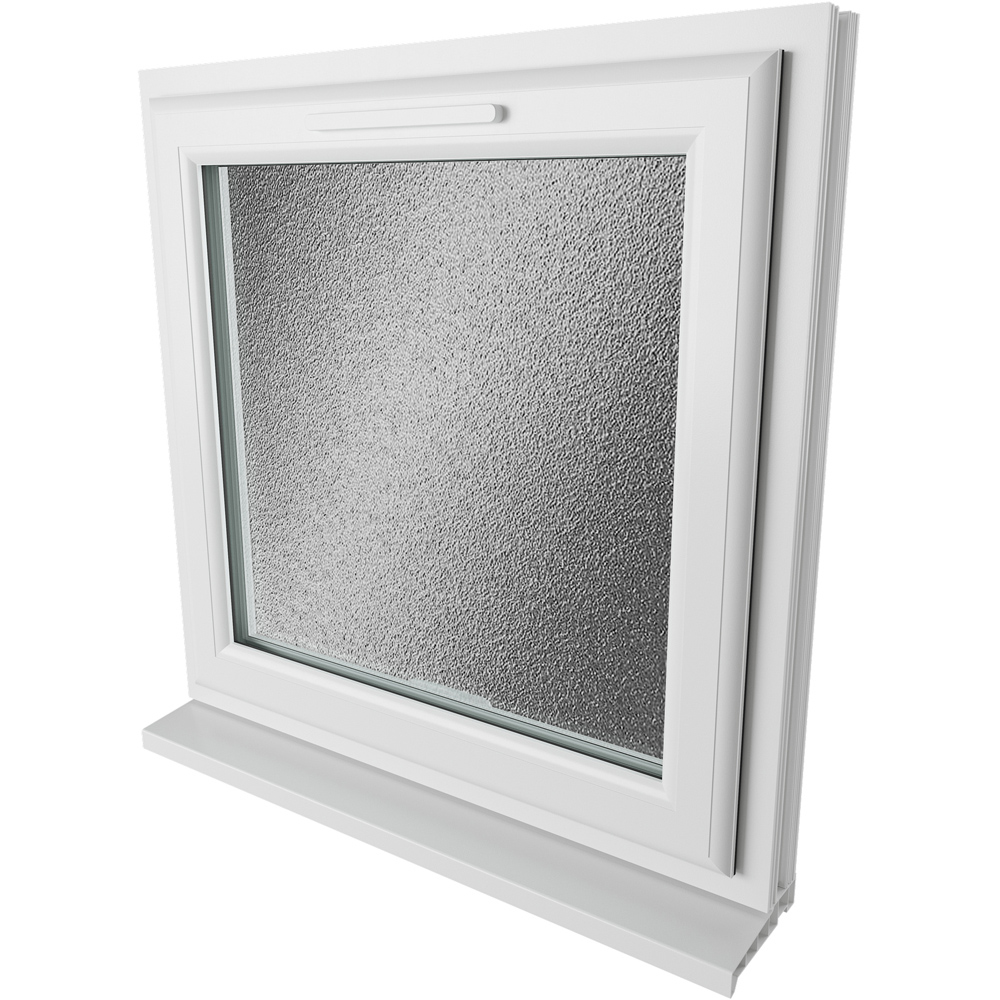 Crystal uPVC Triple Glazed Window Top Hung Opener White Obscure Glass 610x610mm Image 9