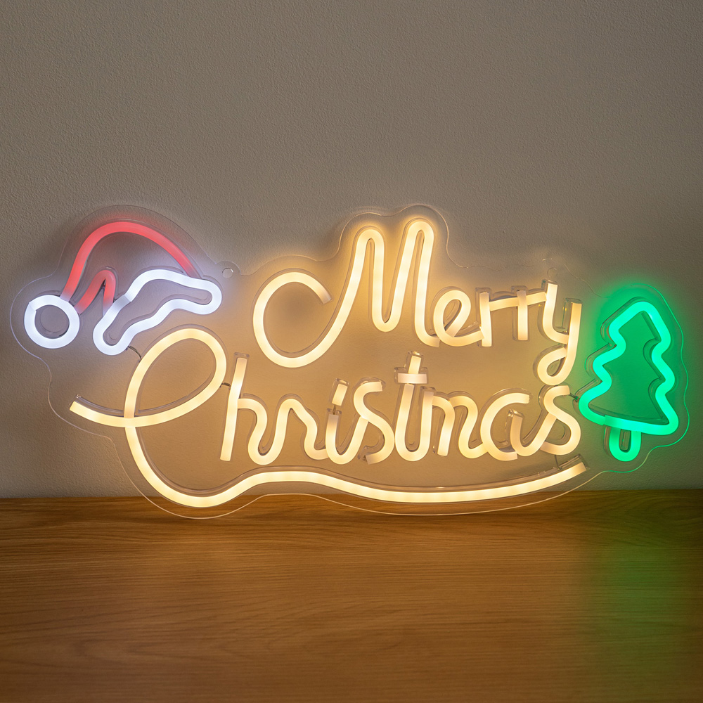 Samuel Alexander Multicolour LED Light-Up Neon Merry Christmas Decoration 43cm Image 1