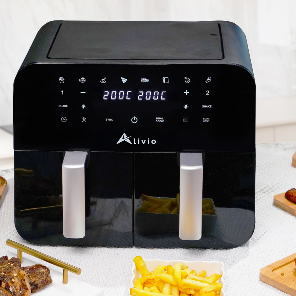 Alivio 9L Dual Air Fryer with 2 Drawers and Visual Window Image 2