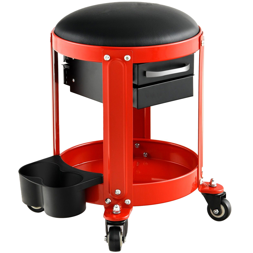 Costway 2 Drawer Rolling Workshop Creeper Seat with Tool Tray Image 1