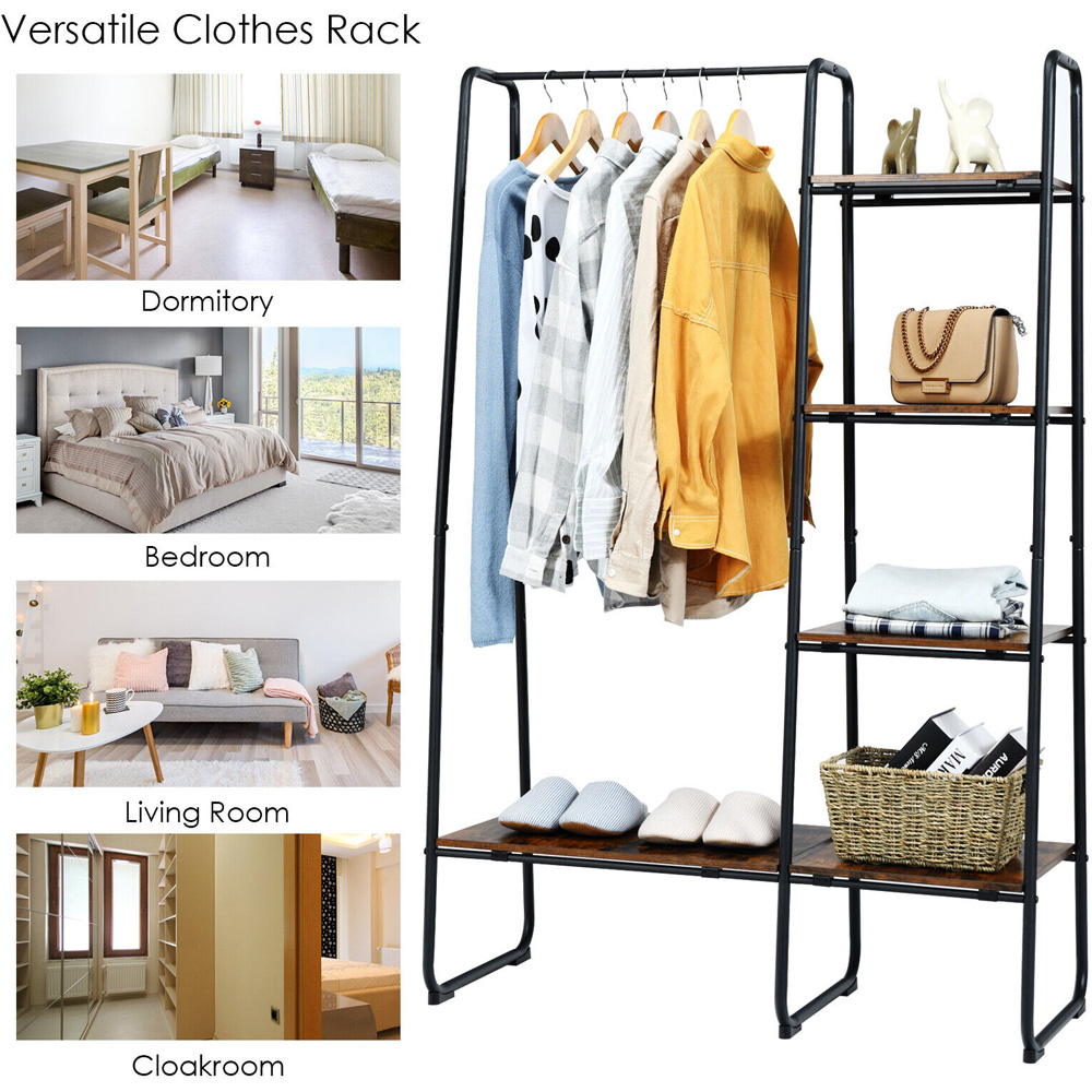 Costway 4 Shelf Black Freestanding Clothing Rack Image 6