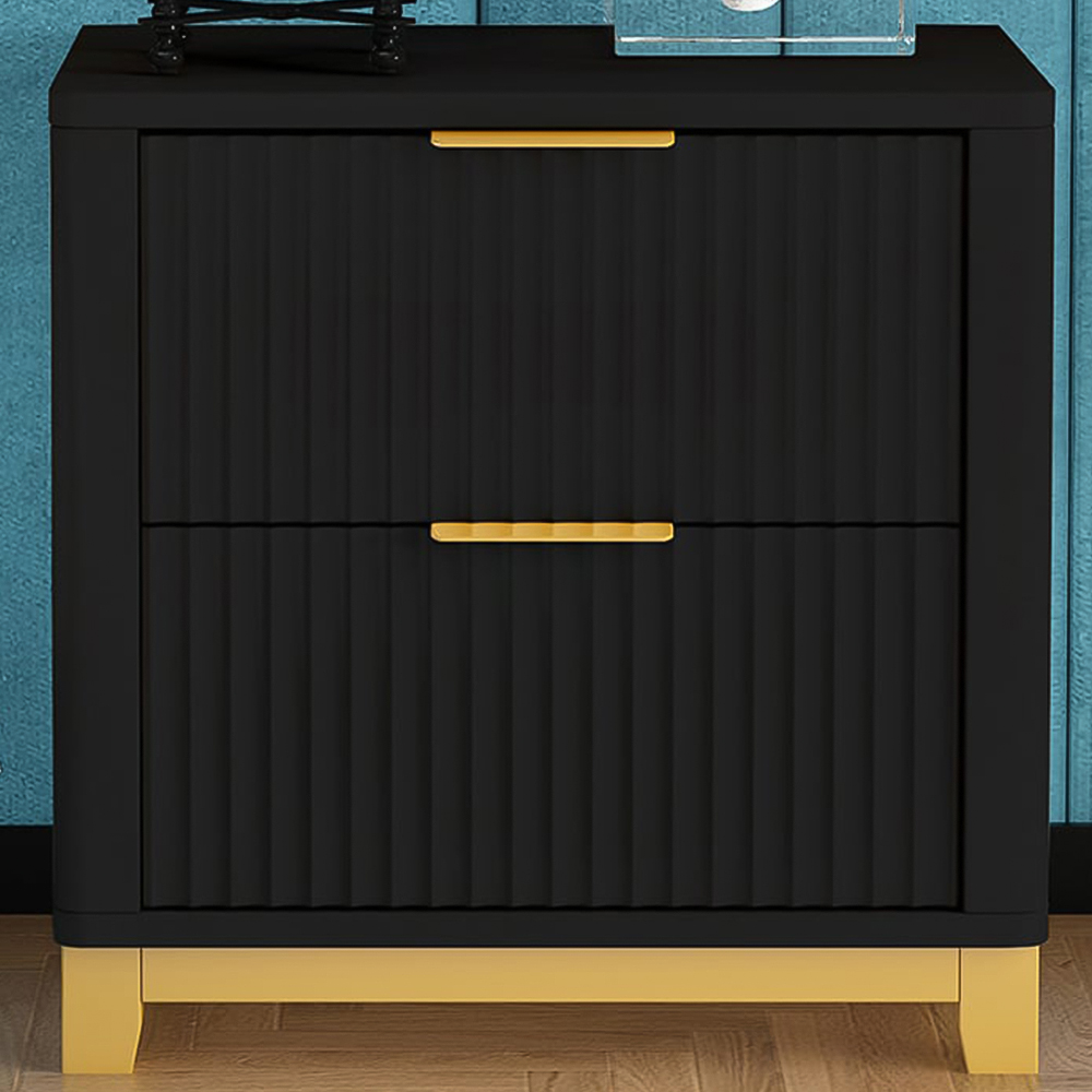 Molino 2 Drawer Black Bedside Table Image 1