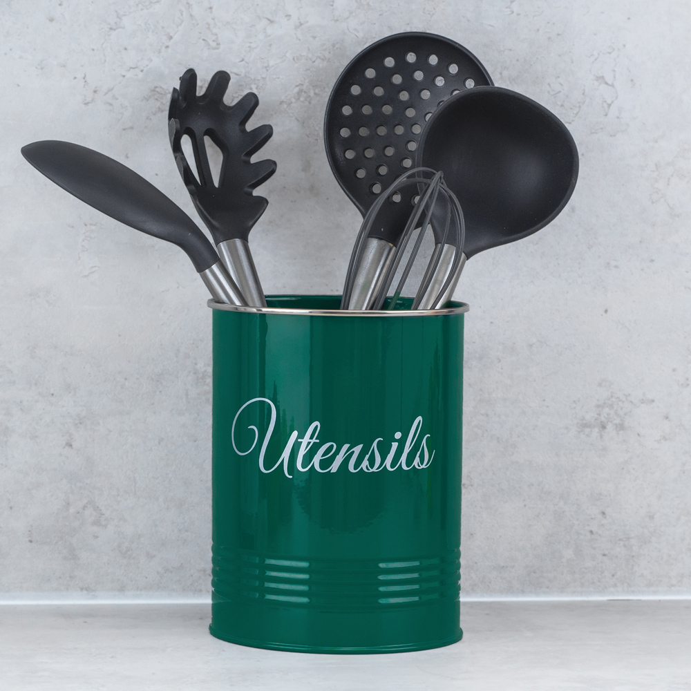 Innoteck Essentials Green Metal Utensil Crock Holder Image 2