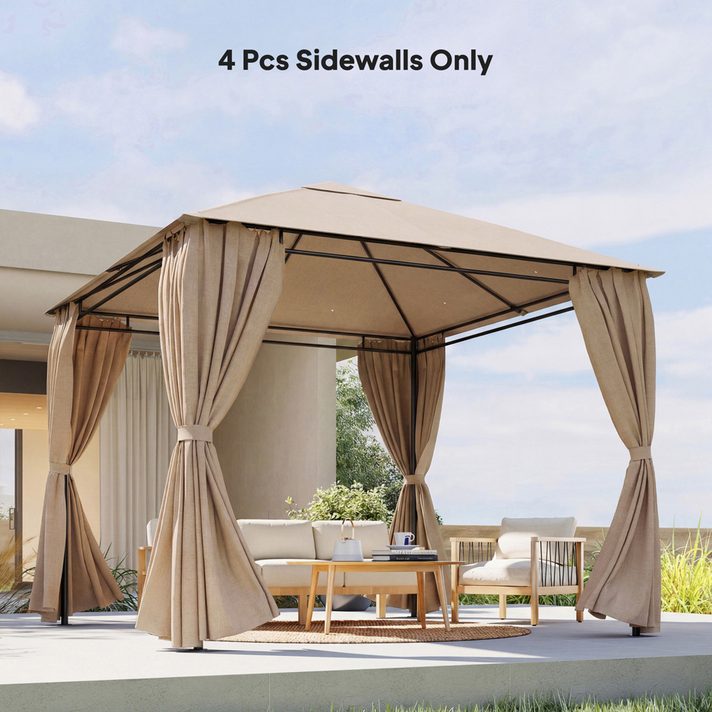 Outsunny 3 x 3m Khaki Gazebo Replacement Curtain 4 Pack Image 4