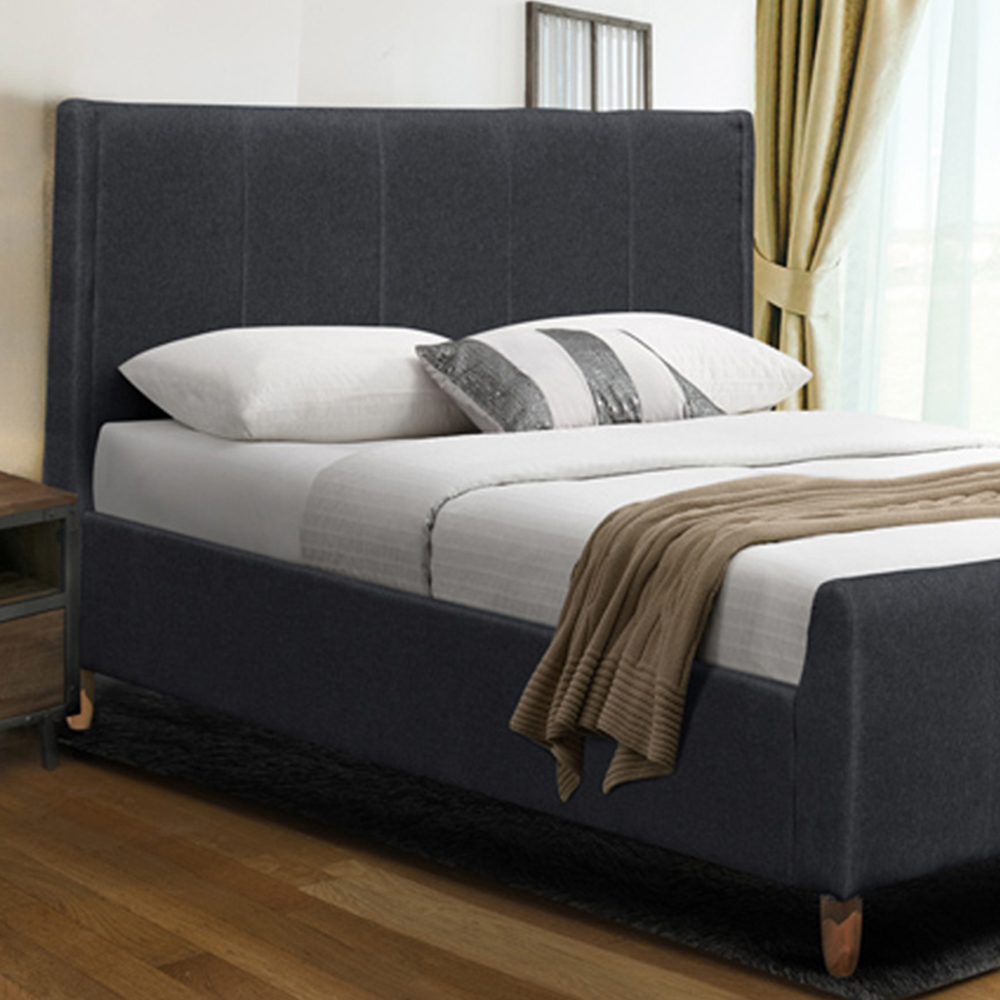 Brooklyn Double Grey Linen Fabric Upholstered Bed Frame Image 2