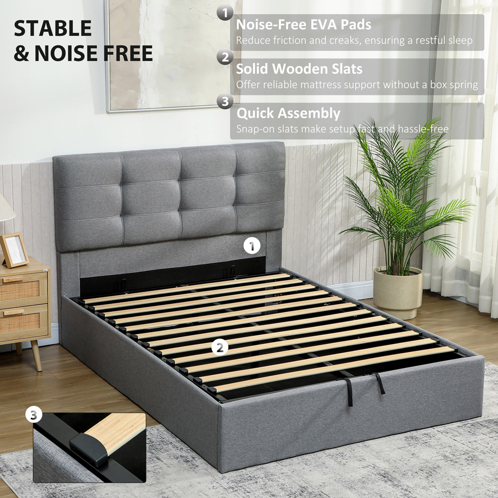 Portland Double Grey Upholstered Ottoman Bed Frame Image 7