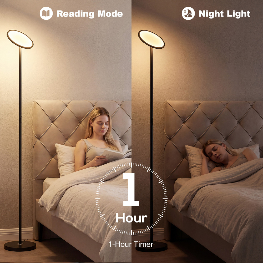 Portland Black Uplighter Floor Lamp with Tuya App and Music Sync Image 4
