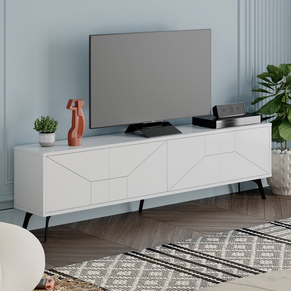 Decortie Dune 4 Door White TV Unit Image 4
