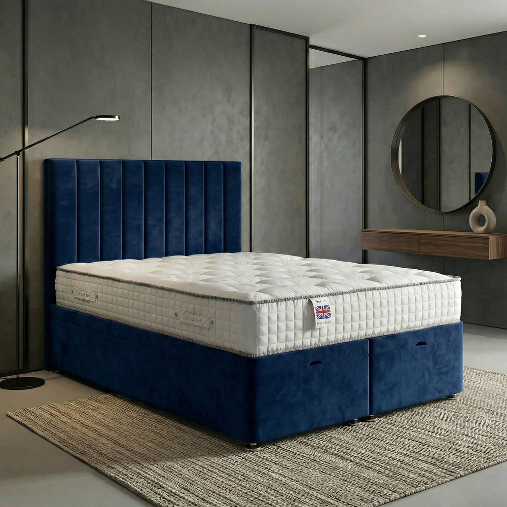 DS Living Aether Single Dark Blue Plush Velvet Divan Bed Image 4