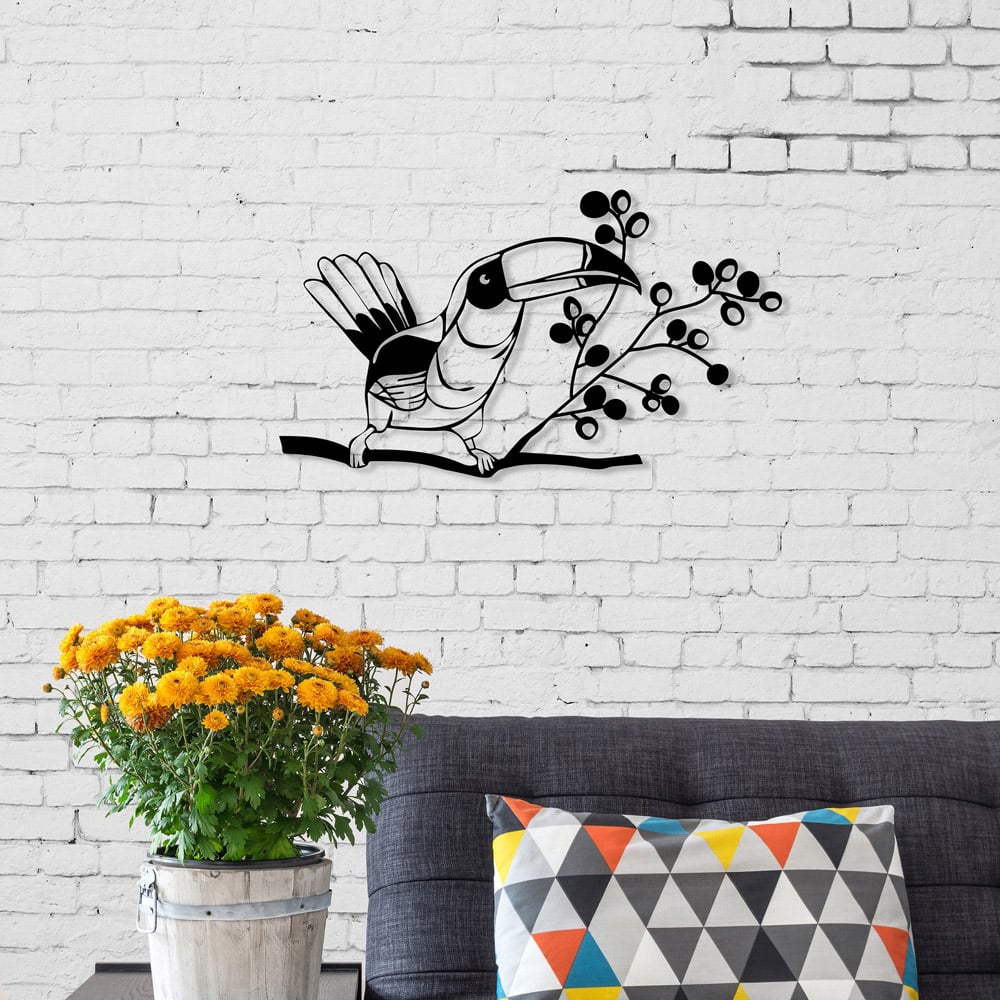 Decortie Black Metal Toucan Theme Wall Art Image 2
