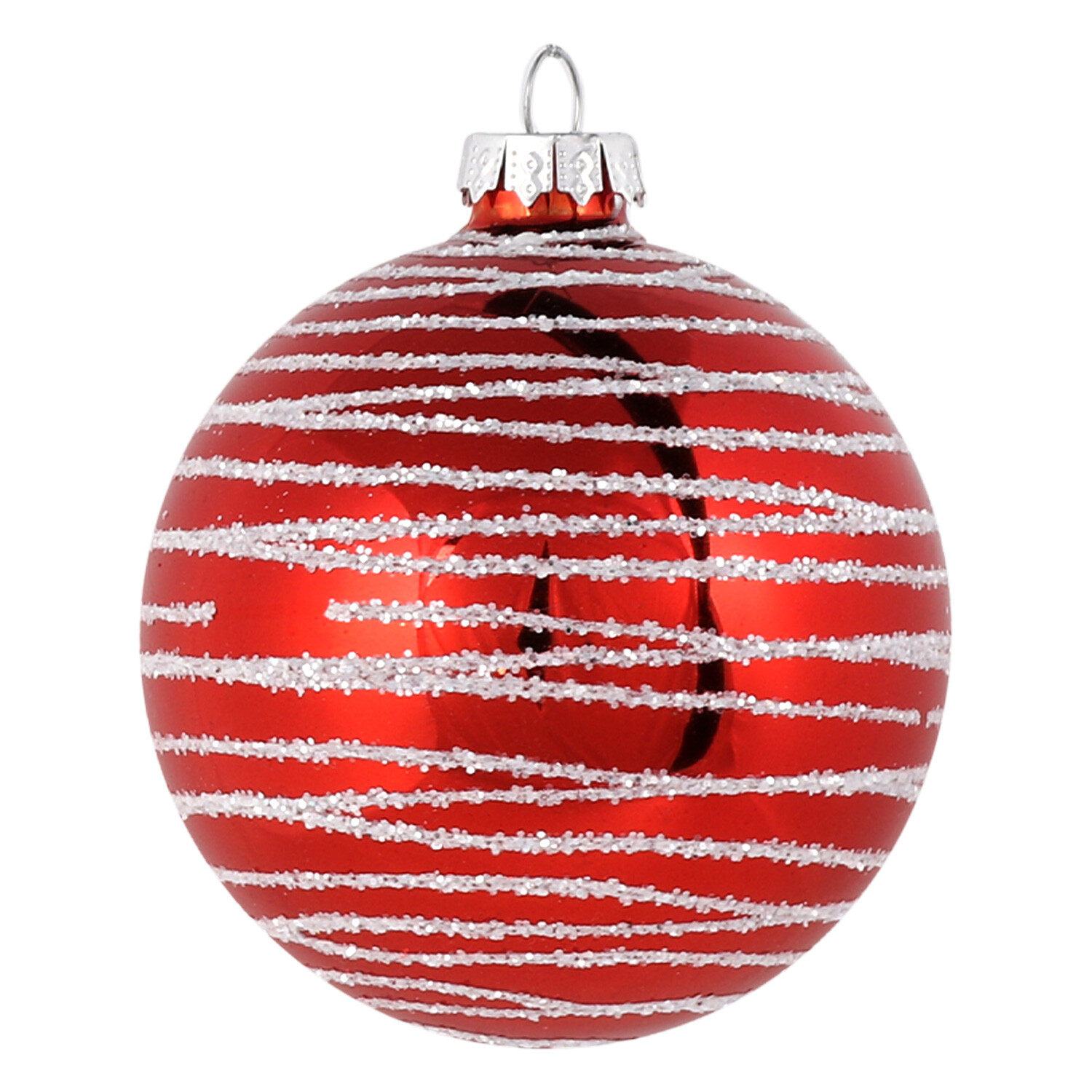 Shiny Red and White Glitter Bauble - Red Image 2