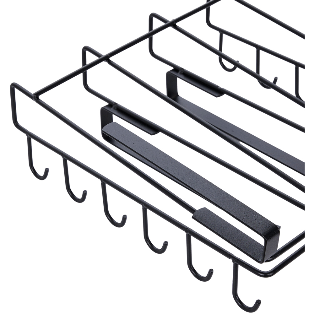 Living and Home Black Under Cabinet Storage Rack with Hooks and Hanger Bars Image 5