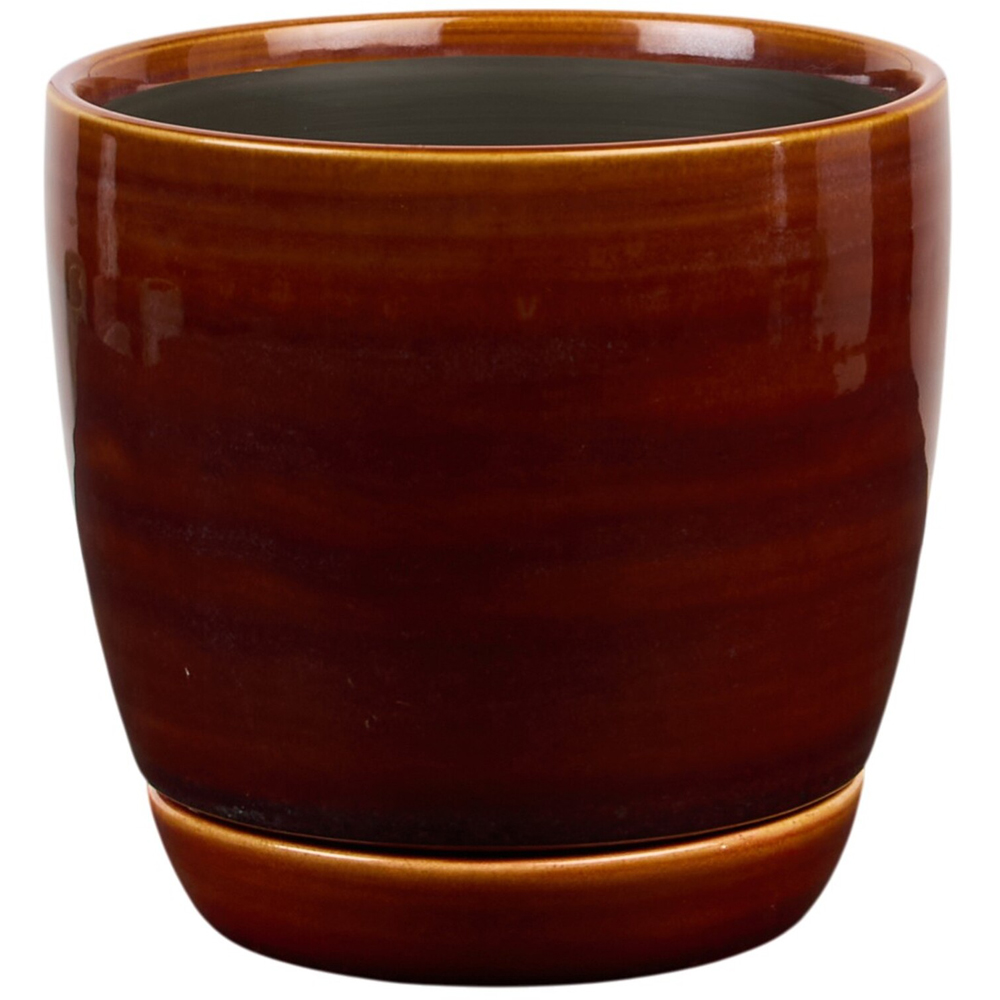 Glazed Plant Pot with Saucer Image 2