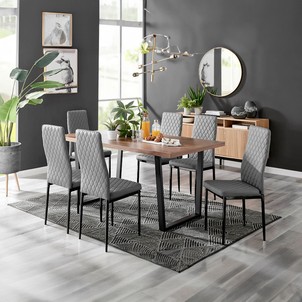 Furniturebox Solo Valera 6 Seater Dining Set Grey Image 8