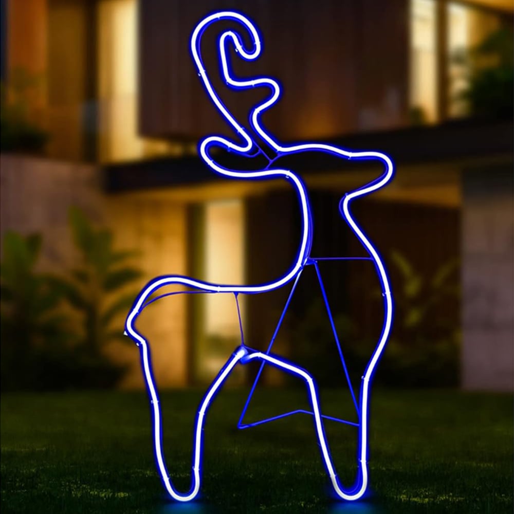 Shatchi Reindeer Neon Rope Light Silhouette LED Outdoor Christmas Decoration Image 3