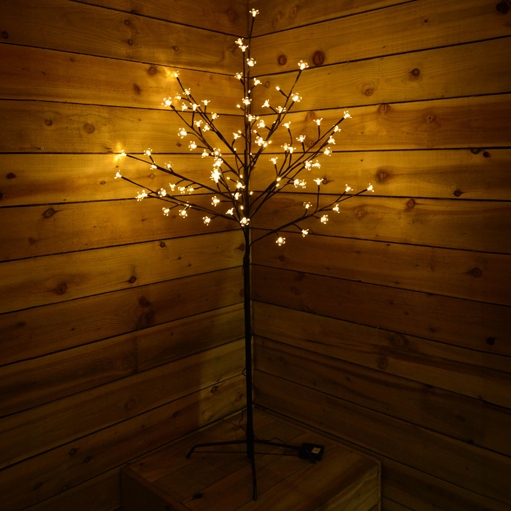 Premier Warm White LED Pre Lit Cherry Blossom Artificial Christmas Tree 5ft Image 2