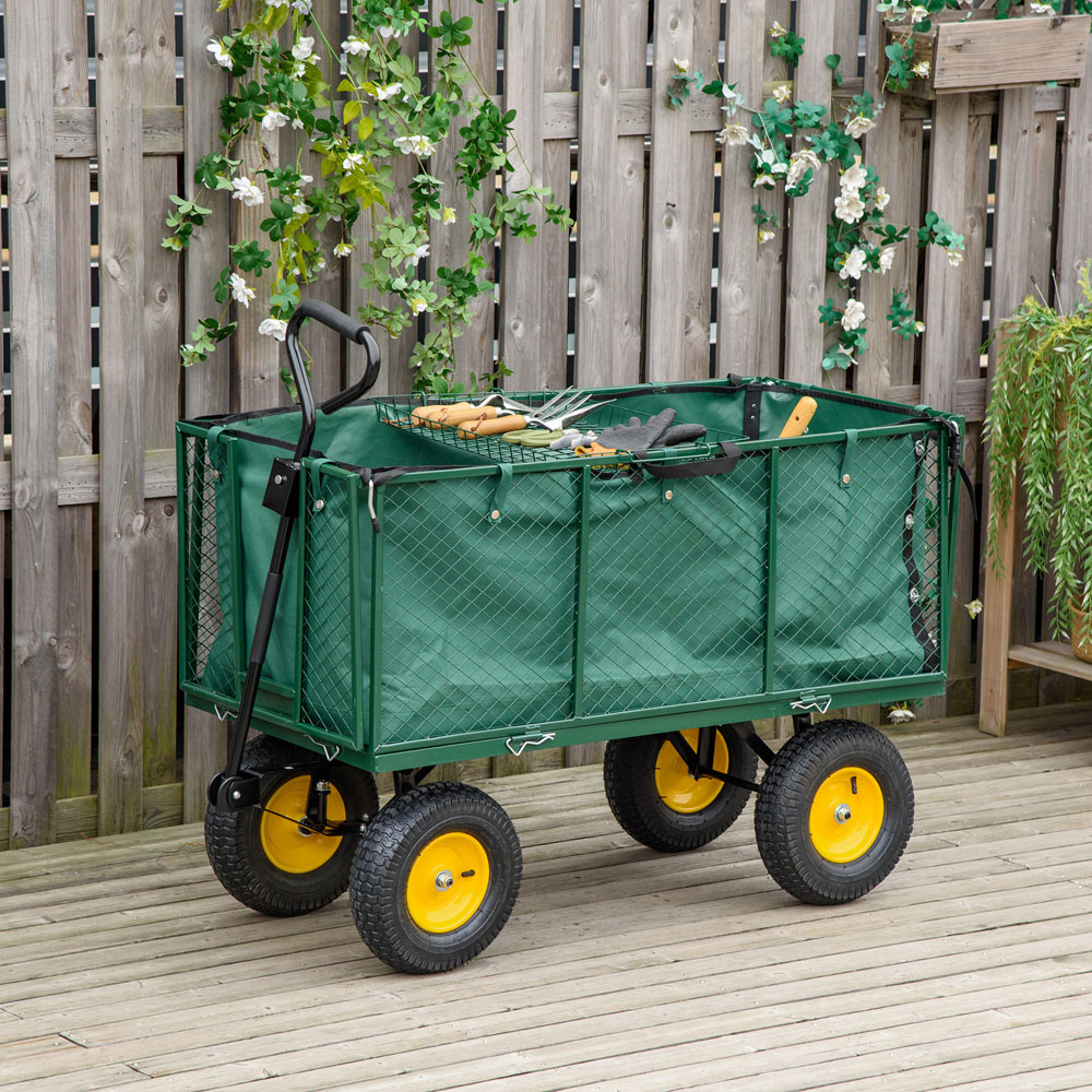 Outsunny Green Garden Trolley Cart Image 2