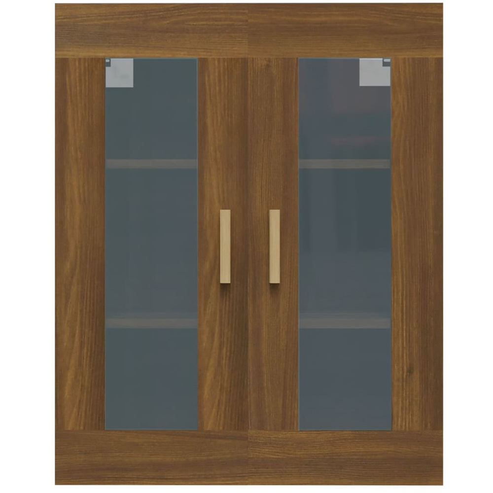 vidaXL 2 Glass Door 3 Shelf Brown Oak Wall Mounted Cabinet Image 3