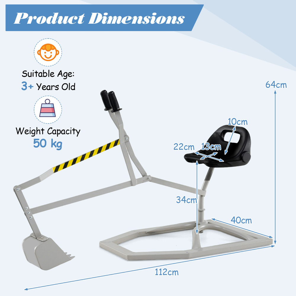 Costway Kids Grey Rotatable Sand Digger Image 7